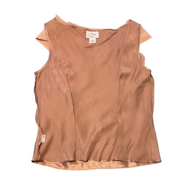 Dusky Rose 100% Silk Sleeveless Blouse with Silver Rhinestone Brooch (6P) - Picture 7 of 8